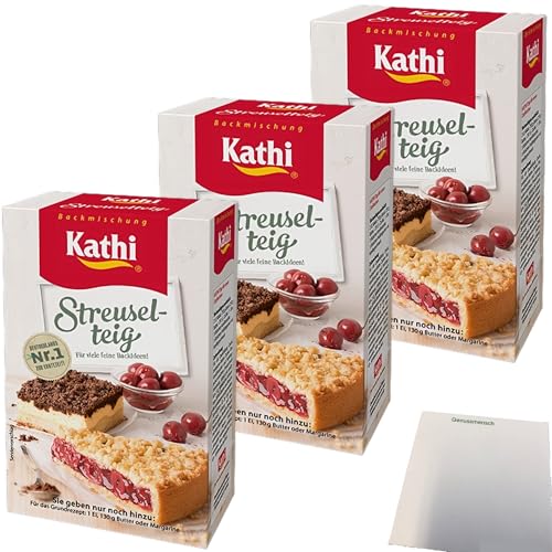 Kathi Backmischung für Streuselteig 3er Pack (3x420g Packung) + usy Block von usy