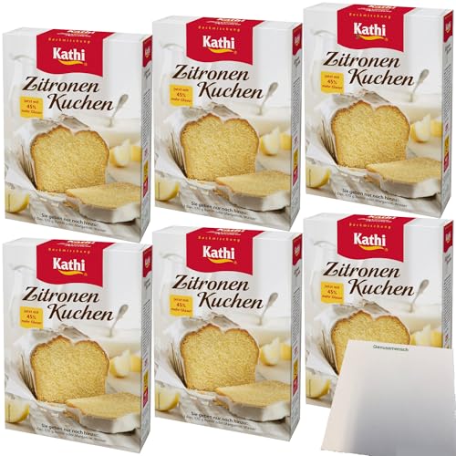 Kathi Backmischung für Zitronenkuchen mit Glasur 6er Pack (6x485g Packung) + usy Block von usy