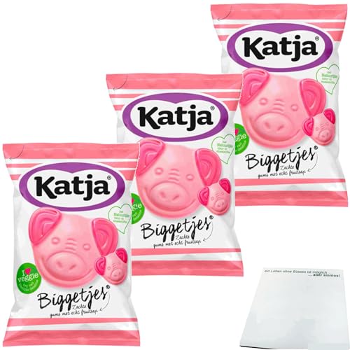Katja Biggetjes leckere Fruchtgummi Ferkel mit Fruchtsaft 3er Pack (3x255g Beutel) + usy Block von usy