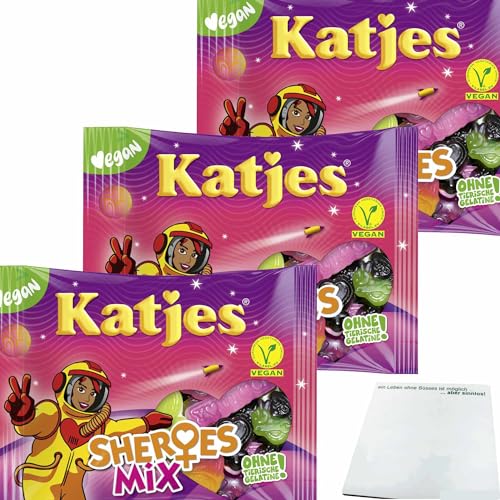 Katjes Sheroes Mix 3er Pack (3x175g Packung) + usy Block von usy