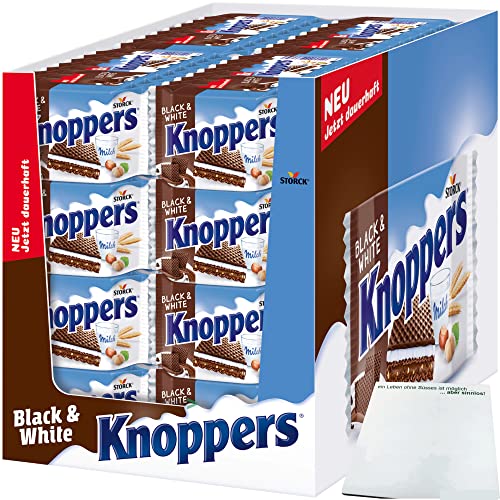 Knoppers Black and White Waffelschnitte 16er VPE (16x 8x25g Packung) + usy Block von usy
