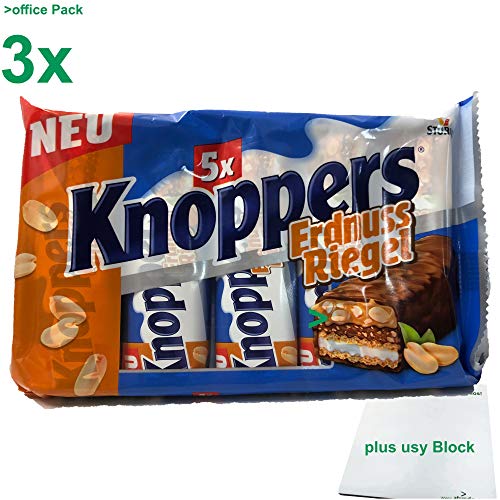 Knoppers Erdnussriegel Officepack (15x25g Packung) + usy Block von usy