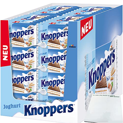 Knoppers Joghurt Waffelschnitte mit Joghurt und gehackten Haselnüssen 16er VPE (16x 8x25g Packung) + usy Block von usy
