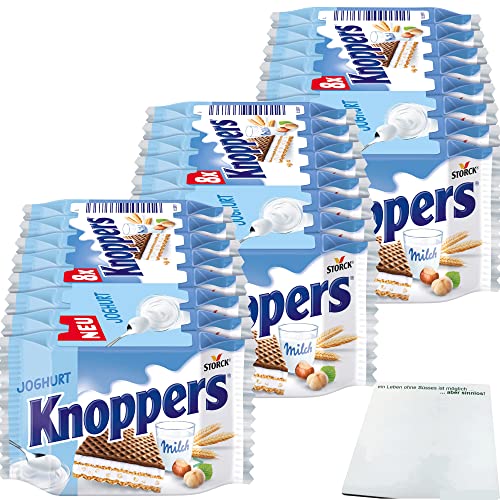 Knoppers Joghurt Waffelschnitte mit Joghurt und gehackten Haselnüssen 3er Pack (3x 8x25g Packung) + usy Block von usy