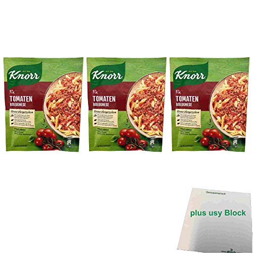 Knorr Fix Tomaten Bolognese 3er Pack (3x46g Beutel) + usy Block von usy