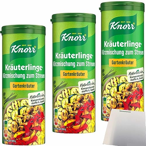 Knorr Kräuterlinge Gartenkräuter 3er Pack (3x60g Streuer) + usy Block von usy
