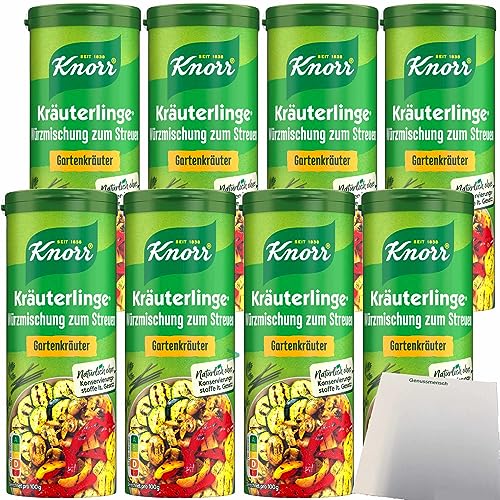 Knorr Kräuterlinge Gartenkräuter 8er Pack (8x60g Streuer) + usy Block von usy
