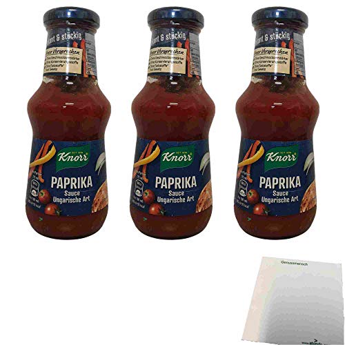 Knorr Paprika Sauce Ungarische Art 3er Pack (3x250ml Glas) + usy Block von usy