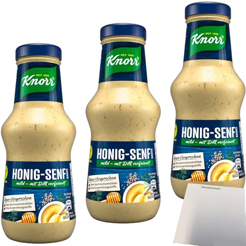 Knorr Schlemmersauce Honig-Senf-Dill 3er Pack (3x250ml Flasche) + usy Block von usy