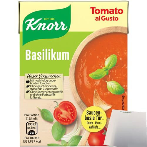 Knorr Tomato al Gusto Basilikum Saucen-Basis für Pizza Pasta und Aufläufe (370g Packung) + usy Block von usy