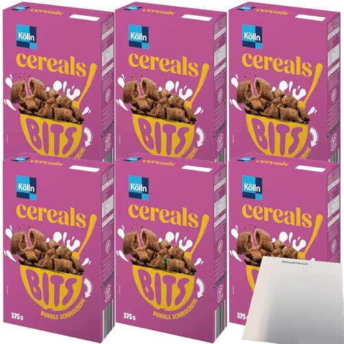 Kölln Cereals Bits mit dunkler Kakaocremefüllung 6er Pack (6x375g Packung) + usy Block von usy