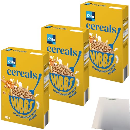 Kölln Cereals Nibbs Honig 3er Pack (3x375g Packung) + usy Block von usy