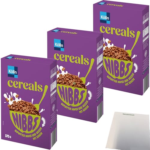 Kölln Cereals Nibbs Kakao 3er Pack (3x375g Packung) + usy Block von usy