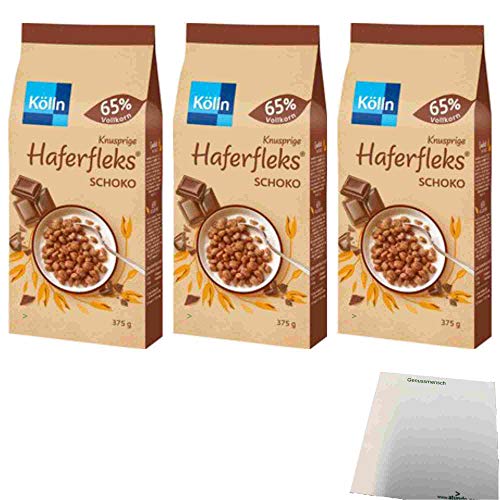 Kölln Knusprige Haferfleks Schoko 3er Pack (3x375g Beutel) + usy Block von usy