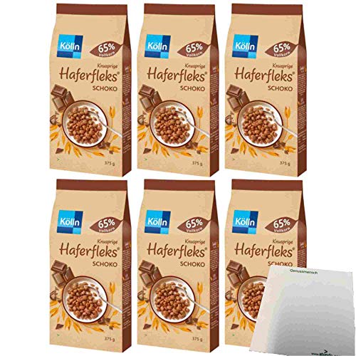 Kölln Knusprige Haferfleks Schoko 6er Pack (6x375g Beutel) + usy Block von usy