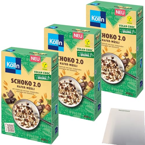 Kölln Müsli Schoko 2.0 vegan 3er Pack (3x400g Packung) + usy Block von usy