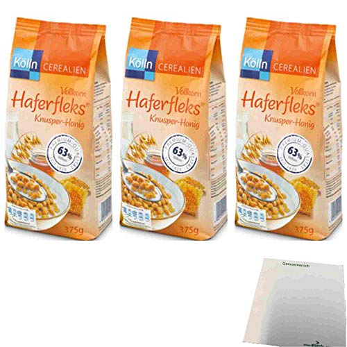 Kölln Vollkorn Haferfleks Knusper-Honig 3er Pack (3x375g Beutel) + usy Block von usy