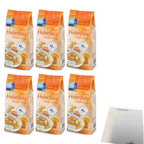 Kölln Vollkorn Haferfleks Knusper-Honig 6er Pack (6x375g Beutel) + usy Block von usy