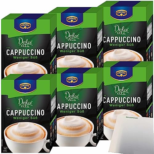 Krüger Cappuccino Dolce Vita weniger süß 6er Pack (60x15g Portionsbeutel) + usy Block von usy
