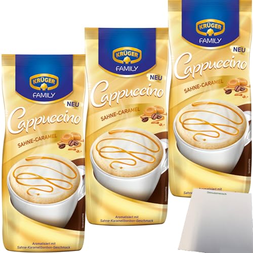 Krüger Family Cappuccino Sahne Caramel 3er Pack (3x500g Beutel) + usy Block von usy