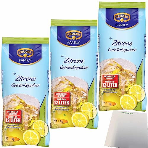 Krüger Getränkepulver Zitrone automatengerecht 3er Pack (3x1kg Beutel) + usy Block von usy