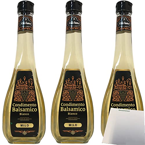 Kühne Essig Condimento Balsamico Bianco weißer Balsamico mild 3er Pack (3x500ml Flasche) + usy Block von usy