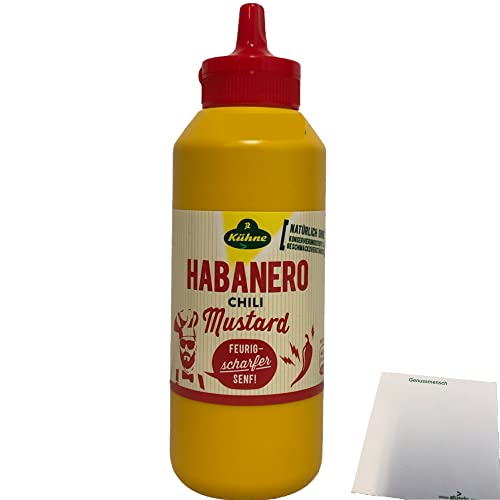 Kühne Senf Habanero Chili Mustard feurig scharfer Senf (250ml Squeeze Flasche) + usy Block von usy
