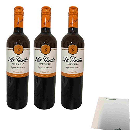 La Guita Manzanilla Sherry Fino blanco 15% 3er Pack (3x0,75l Flasche) + usy Block von usy