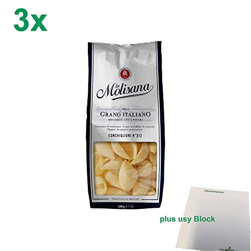 La Molisana Nudeln "Conchiglioni 313" Officepack (3x500g Packung) + usy Block von usy