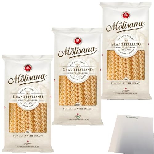 usy Bundle für La Molisana Nudeln Fusilli Lunghi Bucati N°308 3er Pack (3x500g Packung) + usy Block von usy