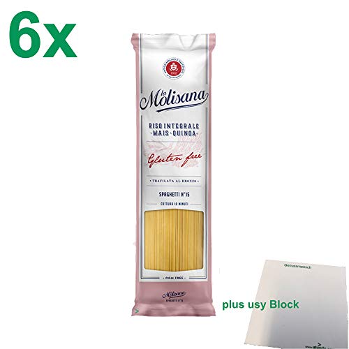 La Molisana Nudeln Glutenfrei "Spaghetti Gluten free 15" Gastropack (6x400g Packung) + usy Block von usy
