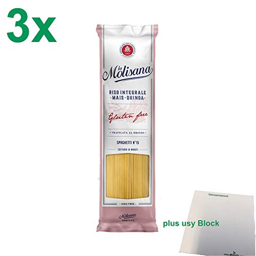 usy Bundle für La Molisana Nudeln Glutenfrei "Spaghetti Gluten free 15" Officepack (3x400g Packung) + usy Block von usy