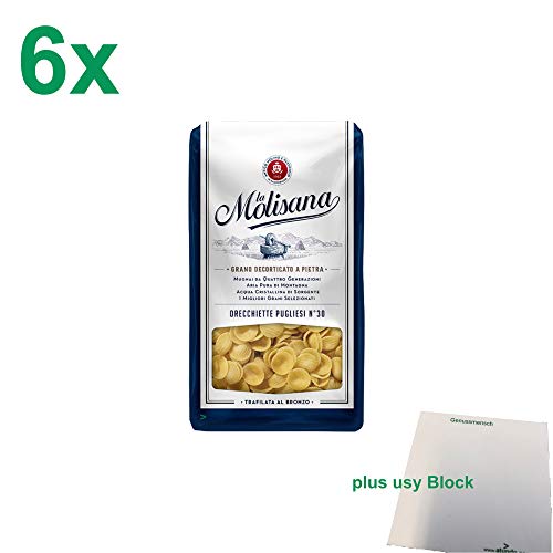 La Molisana Nudeln "Orecchiette Pugliesi 30" Gastropack (6x500g Packung) + usy Block von usy