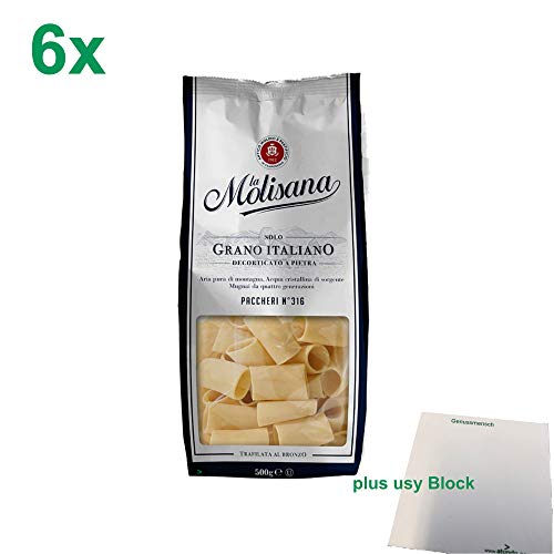 La Molisana Nudeln "Paccheri 316" Gastropack (6x500g Packung) + usy Block von usy