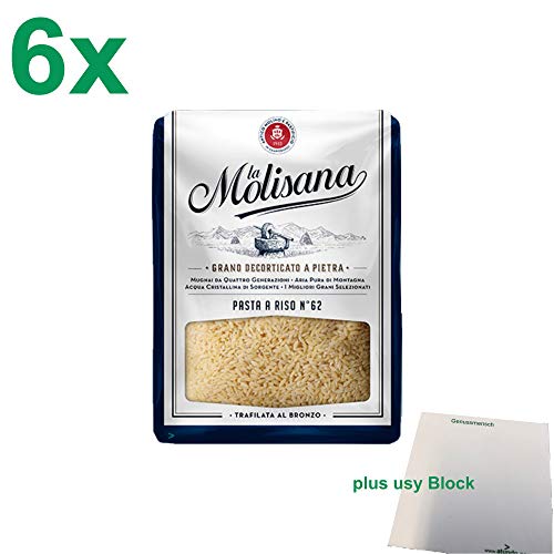 La Molisana Nudeln "Pasta A Riso 62" Gastropack (6x500g Packung) + usy Block von usy