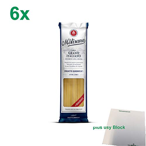 La Molisana Nudeln "Spaghetto Quadrato 1" Gastropack (6x500g Packung) + usy Block von usy