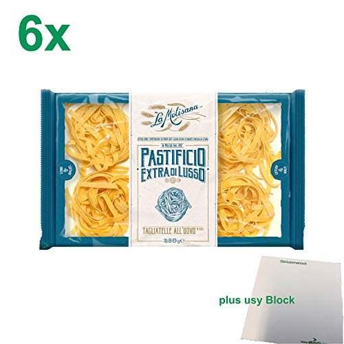 La Molisana Nudeln "Tagliatelle All'Uovo 203" Gastropack (6x250g Packung) + usy Block von usy