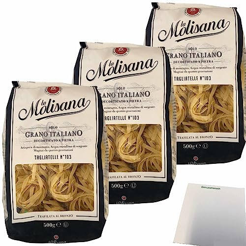 La Molisana Nudeln Tagliatelle No.103 3er Pack (3x500g Packung) + usy Block von usy