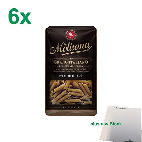 La Molisana Vollkorn Nudeln "Penne Rigate 20" Gastropack (6x500g Packung) + usy Block von usy