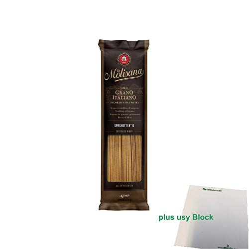 usy Bundle für La Molisana Vollkorn Nudeln "Spaghetti Integrali 15" (500g Packung) + usy Block von usy