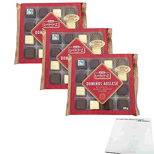 Lambertz Aachener Dominos Auslese Ümhüllt mit Zartbitter-, Vollmilch und weißer Schokolade 3er Pack (3x200g Packung) + usy Block von usy