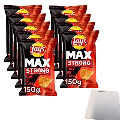 Lays Max Strong Flamin Hot Flavour (9x150g Packung) + usy Block von usy