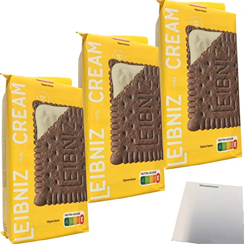 Leibniz Keks'n Cream Milk Kakaokekse mit Milchcremefüllung 3er Pack (3x190g) + usy Block von usy