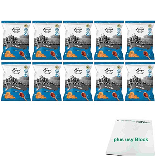 Les Chips de Lucien Paprika 10er Pack (10x125g Beutel) + usy Block von usy