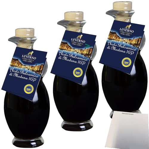 usy Bundle für Leverno Aceto Balsamico Di Modena mit fruchtiger Süße 3er Pack (3x250ml Flasche) + usy Block von usy