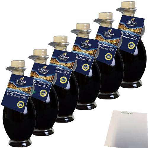 Leverno Aceto Balsamico Di Modena mit fruchtiger Süße 6er Pack (6x250ml Flasche) + usy Block von usy