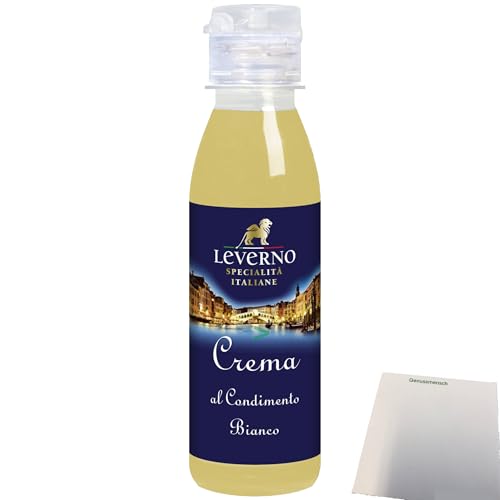 usy Bundle für Leverno Crema Al Condimento Bianco weiße Balsamico-Creme (180g Flasche) + usy Block von usy