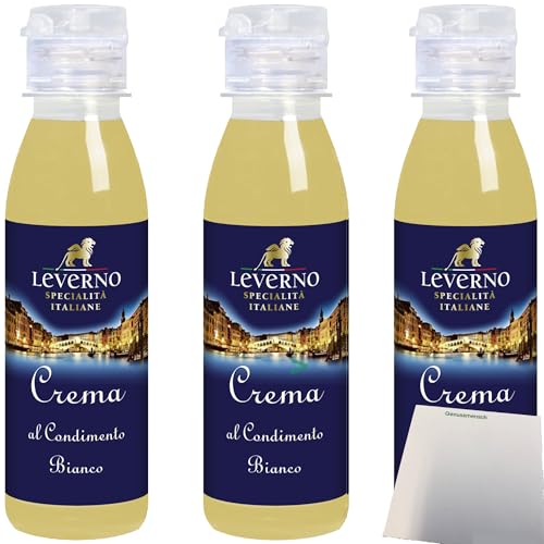 usy Bundle für Leverno Crema Al Condimento Bianco weiße Balsamico-Creme 3er Pack (3x180g Flasche) + usy Block von usy