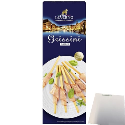 Leverno Grissini Classico Italienische Gebäckstangen (125g Packung) + usy Block von usy