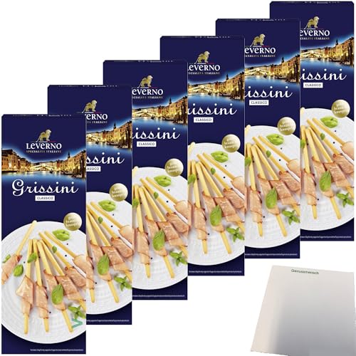 Leverno Grissini Classico Italienische Gebäckstangen 6er Pack (6x125g Packung) + usy Block von usy